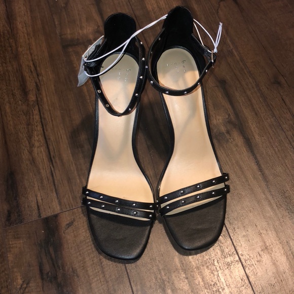 A New Day Black Double Strapped Studded Heels - Picture 7 of 8